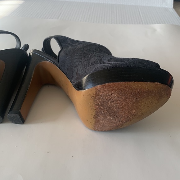 COACH Black Signature Logo Canvas Slingback Pumps: SIZE 8 - Picture 7 of 15